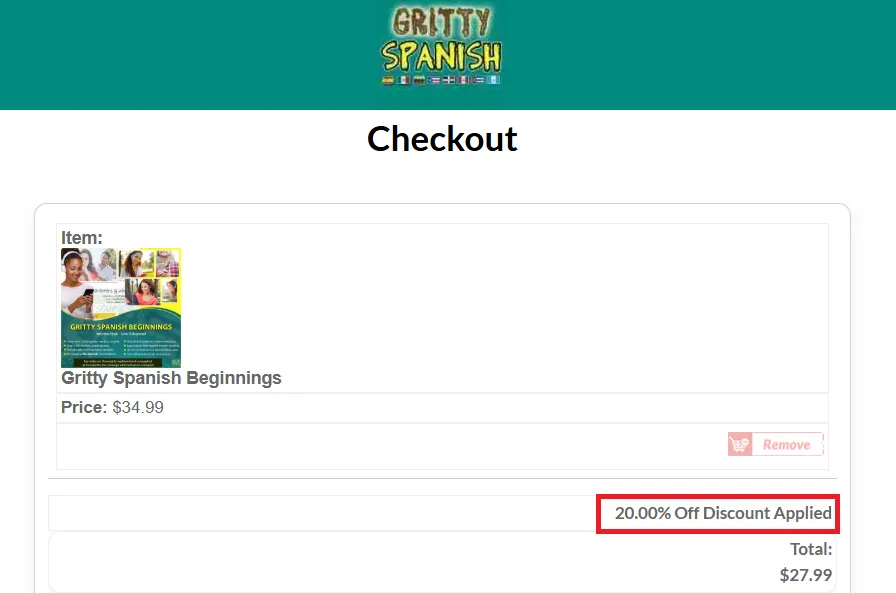 Grittyspanish 20% off discount coupon